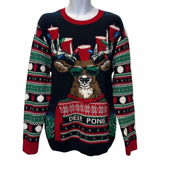 Ugly Christmas Sweater Other - Ugly Christmas Sweater Beer Pong Mens XL Holiday Funny Party Contest Sunglasses